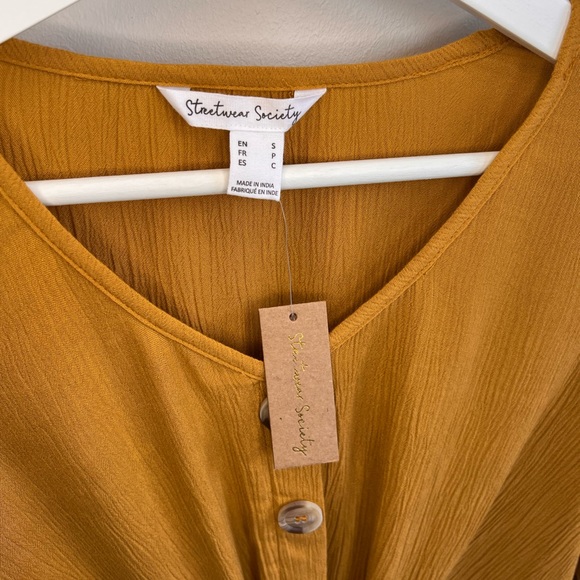 Full-sleeve summer blouse with a front knot (bow) - Picture 3 of 10